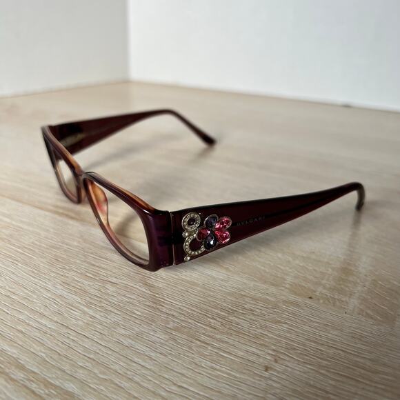 Bvlgari 466-B 822 Eyeglasses RARE! Purple Pink Flower Rhinestone 54-15-135 - Picture 3 of 9